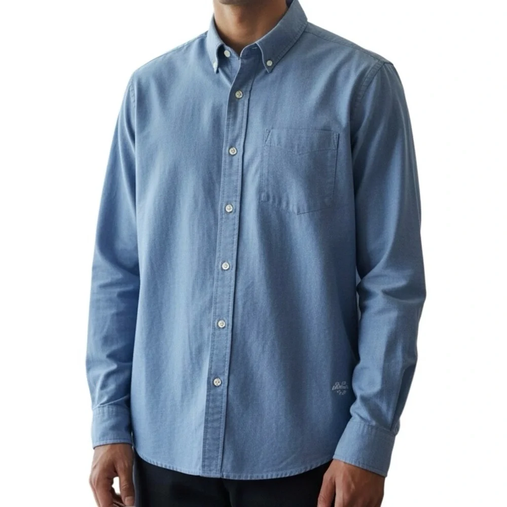 Izod Saltwater men’s button down shirt Blue Casual Preppy Size M 100% cotton
